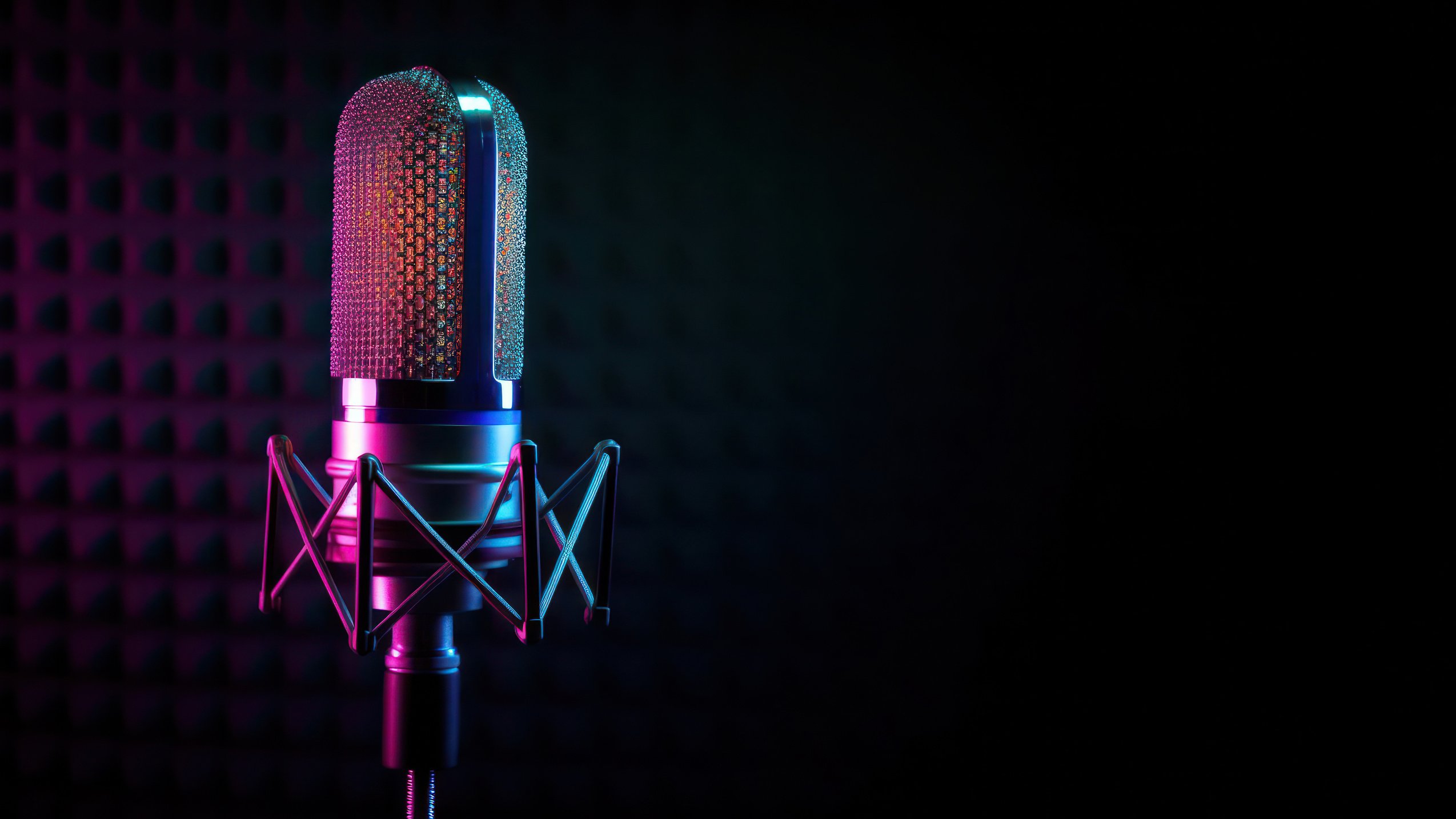 Studio Podcast Microphone in Studio Room Background